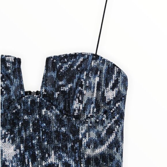 ZARA | Blue | LEOPARD SHORT SEQUIN DRESS - Picture 4 of 10